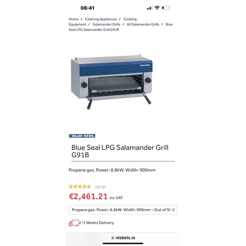 1026 - Super star Lot : A commercial Blue Seal G91B Evolution Series gas salamander grill. Suitable for ben... 