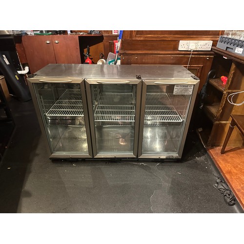 1041 - Star Lot : A very clean Stainless Steel triple door bar fridge by Auto bar, Fully working from a Bar... 