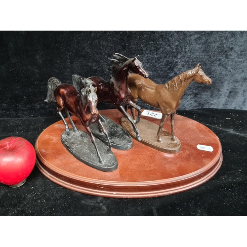 221 - Star Lot: Three solid bronze horse figures from the National Horse Racing Museum in the Origins of C... 