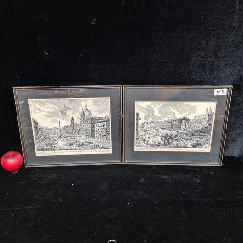 98 - A pair of high quality prints of engravings featuring famous landmarks in Rome, such as the Spanish ... 