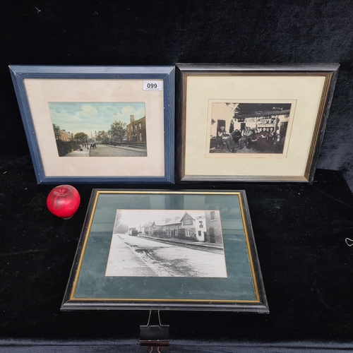 99 - Three prints of antique photographs including a view of Leinster Road, Rathmines, a family group fro... 