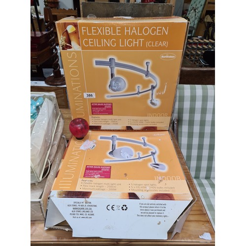 386 - Two brand new in original box Illuminations Flexible Halogen Ceiling Lights. Each unit contains 5 ha... 