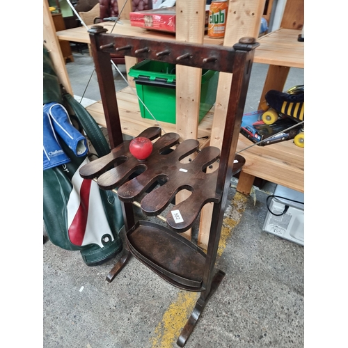 582 - A wonderful vintage stick and boot  stand with metal drip tray.