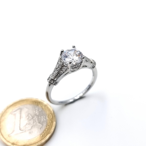 674 - An impressive  sterling silver quality solitaire ring, size S, weight 3.37 grams.