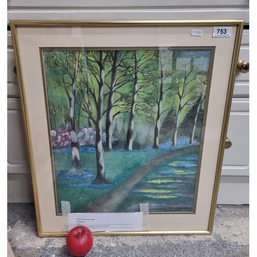 753 - An original vintage acrylic on paper painting by Moira McDonald dating to 1944. Depicting trees grow... 