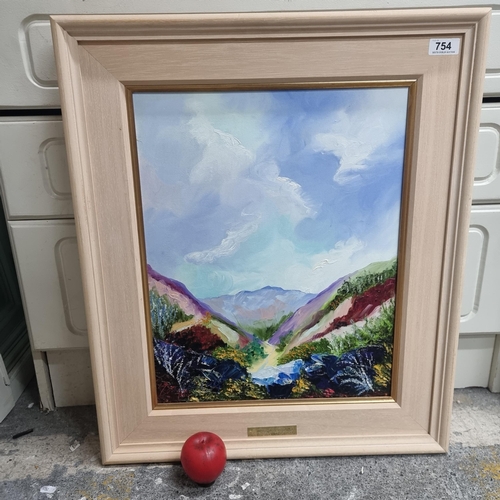 754 - Star Lot: An original Eimear O'Connor oil on canvas painting titled 'Aspects I' depicting a valley l... 