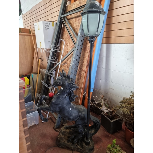 849 - Star lot: An unusual large vintage horse statue with an integrated lantern, great piece, would be a ... 