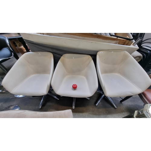 893 - Star Lot : Three matching Hydraulic Hair cutting Station chairs. All in good working order. Approx €... 