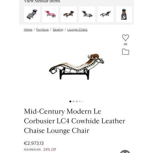 651 - Star Lot: An Iconic LC4 Le Corbusier cow hide lounge chair. Features a chrome tube frame to complete... 