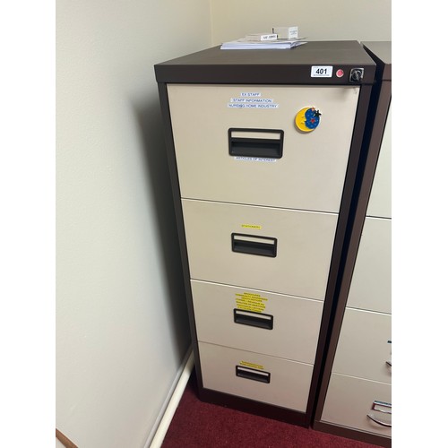 402 - Two Four Drawer File cabinets, inc a Bisley both with keys. (you are getting lot 401 and 402 in this... 