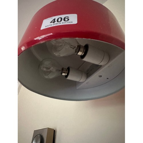 406 - A very funky Mid century red Wall light, In candy red with 2 bulbs.