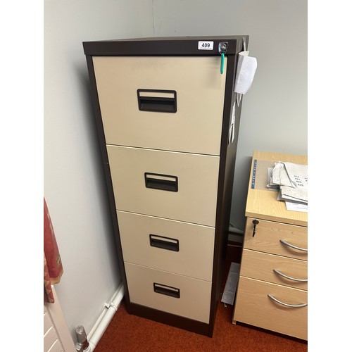 409 - A clean 4 drawer Brown and cream file cabinet with original key.
There is only two opportunities to ... 