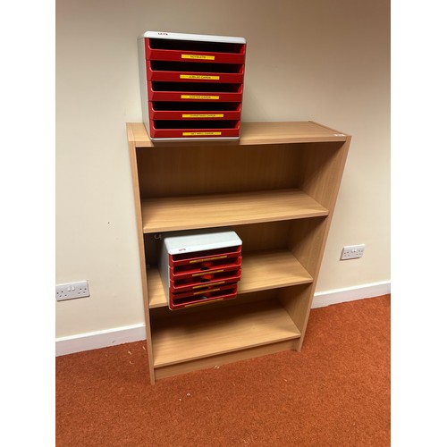 412 - A good 2 shelf Bookcase and two heavy very good quality, 5 drawer pull out storage file boxes.
There... 