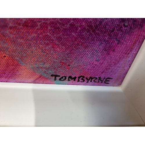 913 - Star Lot: A vibrant large original Tom Byrne (b. 1962) acrylic on canvas paining featuring a portrai... 