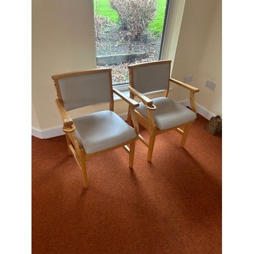 418 - A good pair of Mid century chairs with Lift up seals for storage. Nice golden oak colour to the wood... 