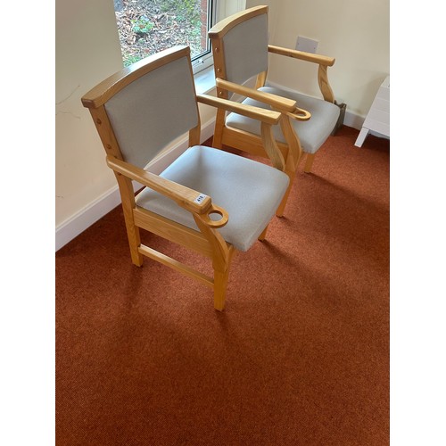 418 - A good pair of Mid century chairs with Lift up seals for storage. Nice golden oak colour to the wood... 