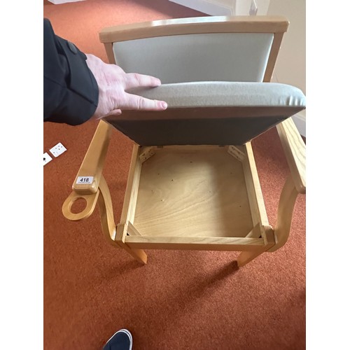 418 - A good pair of Mid century chairs with Lift up seals for storage. Nice golden oak colour to the wood... 