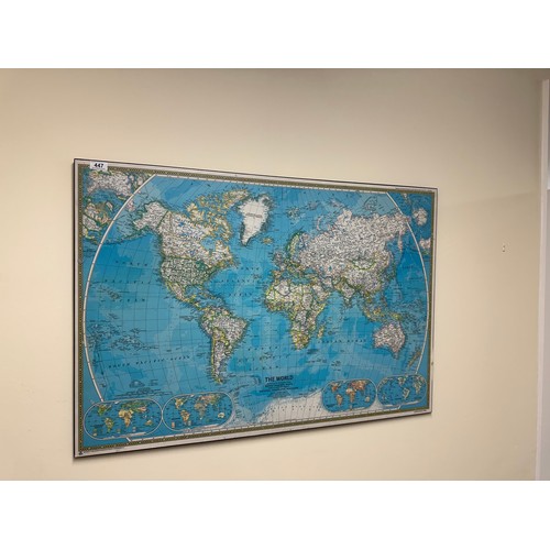 447 - A very large map of the world on a wooden back.

There is only two opportunities to collect from the... 