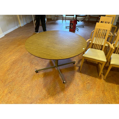 462 - Six Round Commercial dining tables with Chrome X bases, 120cm diameter tops ( 6 of these in the lot.... 