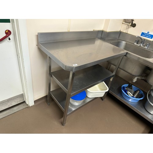 475 - A Commercial Stainless Steel prep table with gallery back and storage below. Think it's 1.2 m long. ... 