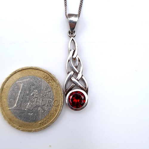 670 - A collection of four Celtic design gemstone silver necklaces, chain length 40cm-44cm.