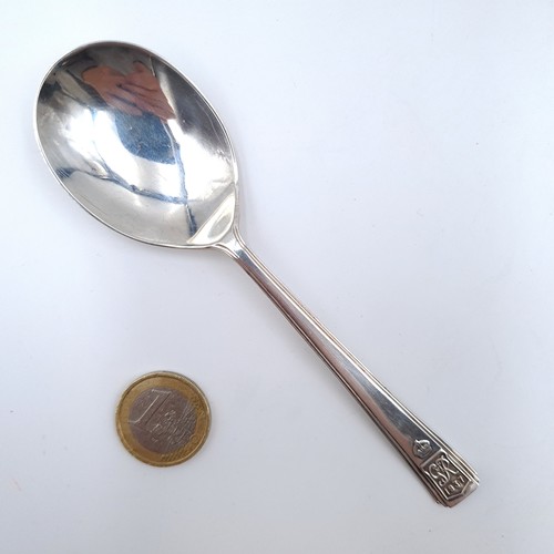 683 - A sterling silver preserved spoon hallmarked 1936 with a cipher to spoon finial stating GR 1937, len... 