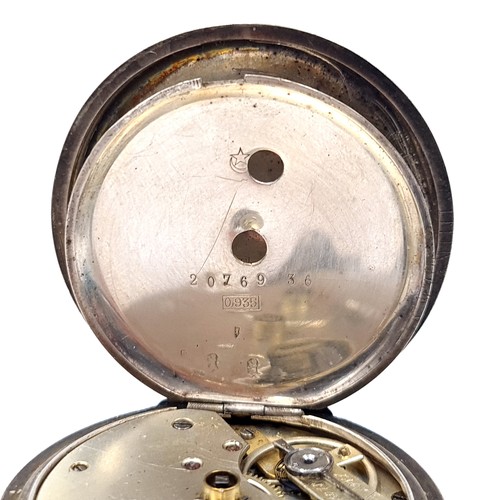 690 - A silver pocket set in britannia silver, made by John Myers, watch has a Swiss made movement, white ... 