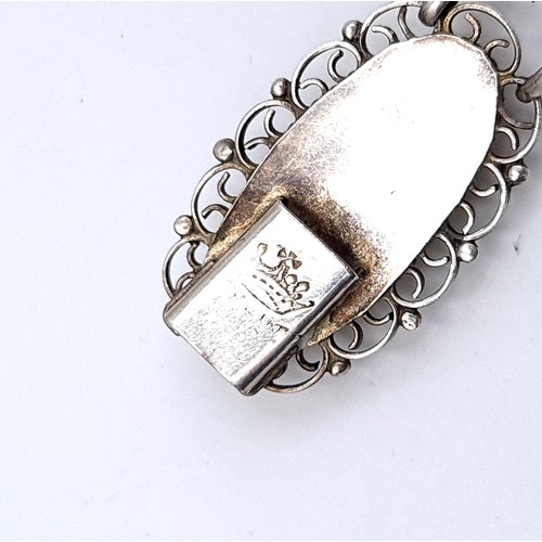 711 - A vintage sterling silver six stone abaloney bracelet, weight 17.85 grams. Very pretty piece.