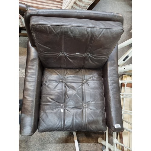 622 - Star Lot : A gorgeous vintage Mid century elegant and comfortable lounge chair in original black pad... 