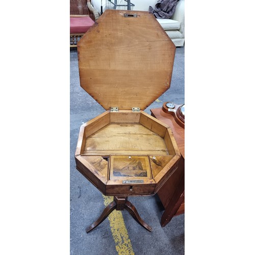 589 - Star lot : A fabulous antique flamed walnut colonial sewing table.