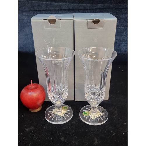 375 - A lovely pair of Waterford Crystal fluted vases in the Lismore pattern. With original boxes. In very... 