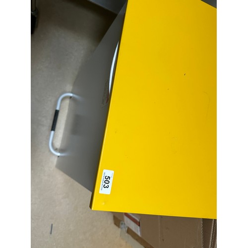 503 - A very clean metal Commercial medical waste bin with yellow top. 
There is only two opportunities to... 