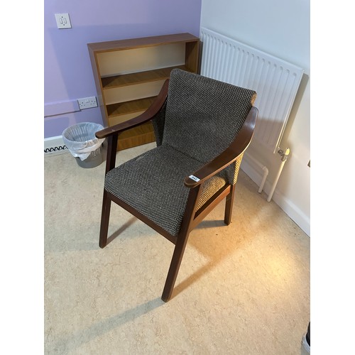 542 - A stylish pair of mid century chairs Lovely shape to these one has an antique Darn repair to the mat... 