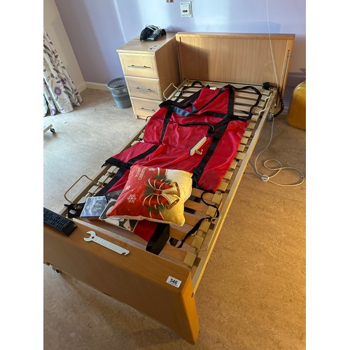 546 - Star Lot :  A commercial quality Harvest Health care electric remote control hospital bed with wheel... 