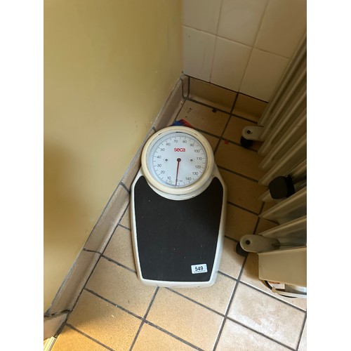 549 - An oil filled heater and a good quality Seca Scale. There is only two opportunities to collect from ... 