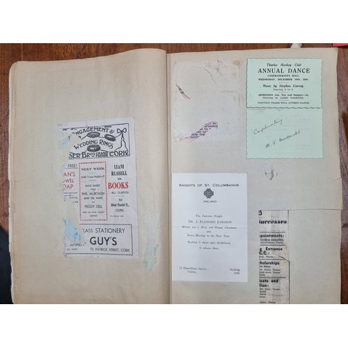 757 - Two very interesting vintage scrapbooks containing various Irish ephemera and documents including fl... 