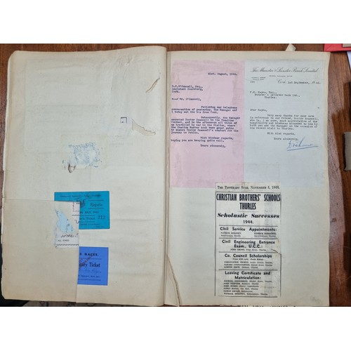 757 - Two very interesting vintage scrapbooks containing various Irish ephemera and documents including fl... 