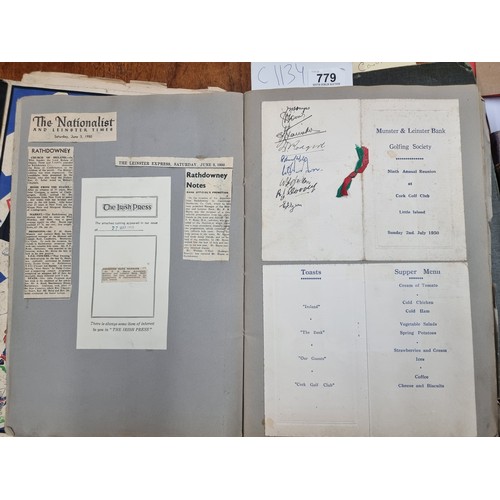 779 - Two charmful and highly interesting Irish scrapbooks containing personal letters, newspaper cuttings... 