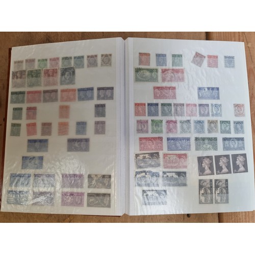 223 - A stamp album containing 32 pages with mainly English stamps including examples depicting Queen Vict... 