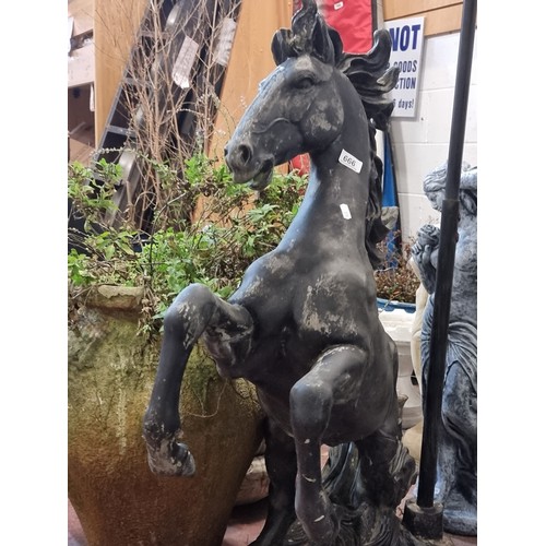 849 - Star lot: An unusual large vintage horse statue with an integrated lantern, great piece, would be a ... 