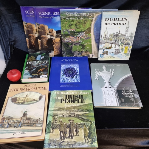 142 - A selection of 9 hardback books of Irish interest including 'Scenic Ireland', 'The Irish Country Hou... 