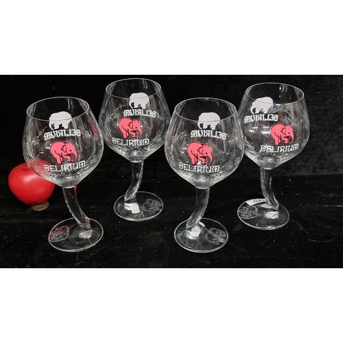 170 - A set of four Large  Delirium Tremen 0.5L glasses. With an image of an Elephant on the bowl and off ... 