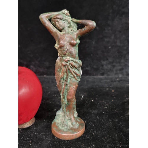 176 - Star Lot : A gorgeous Art Nouveau bronze figurine sculpture of an elegant young women with signature... 