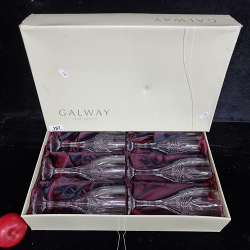 187 - A set of four fabulous Galway Crystal wine glass, all in excellent condition in original box.