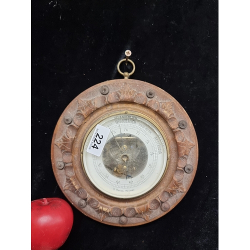 224 - A wonderful vintage German made barometer, manufactured by S. Roese in Wismar. Features thick bevele... 