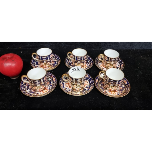 228 - Star Lot : A Fabulous set of six Crown Derby espresso coffee cups and saucers. In very good conditio... 