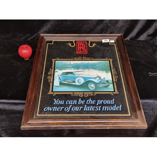 250 - A vintage good sizer advertising mirror featuring an image of a Rolls Royce to centre. Reads 