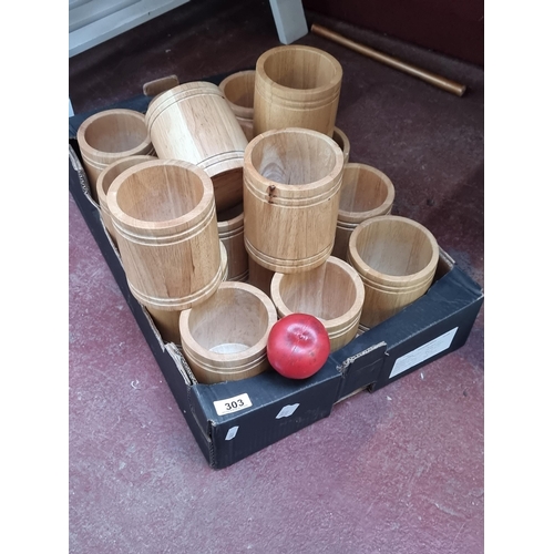 303 - Approximately 20 smart wooden utensil / cutlery holders. Commercial quality from a recently closed d... 