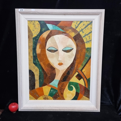 70 - Star Let An eyecatching original oil on canvas painting featuring a cubist representation of a femal... 