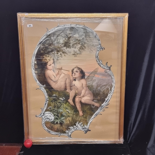 87 - Star Lot: A magnificent and very large early 20th century original oil on unstretched cut canvas pai... 